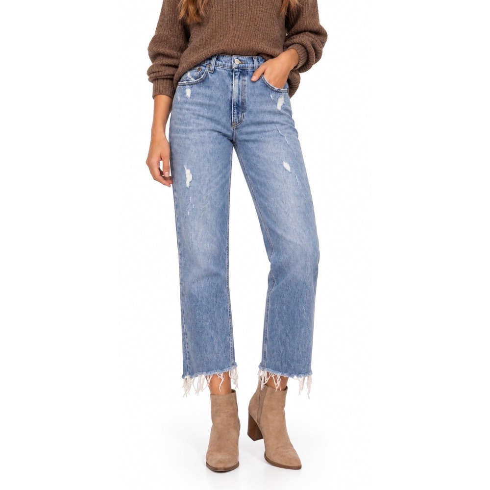 Reformation Kick Flare Crop Jeans Womens Size 29 Blue Distressed Boho Indie
